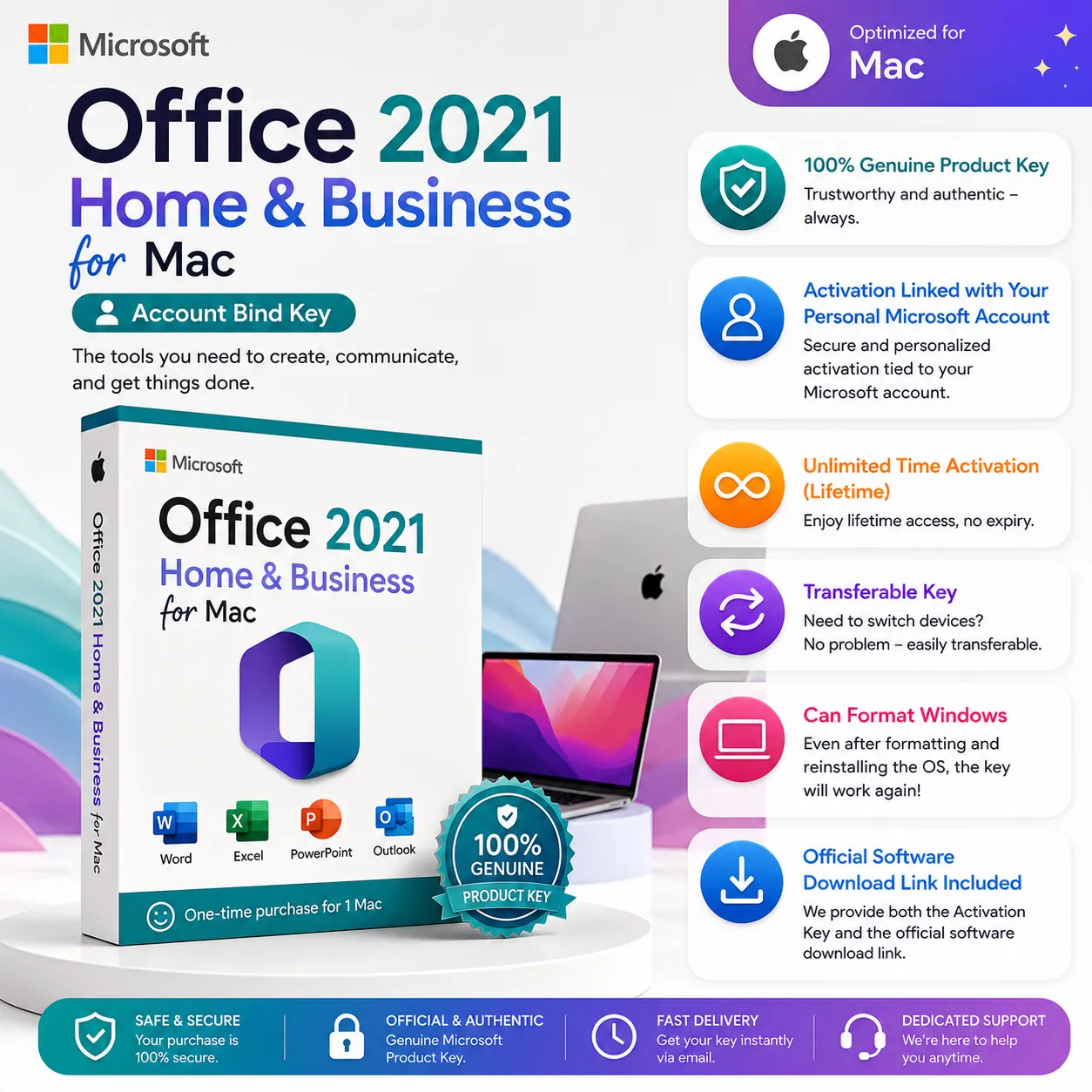 Office 2021 Home & Business for Mac (Account Bind Key)