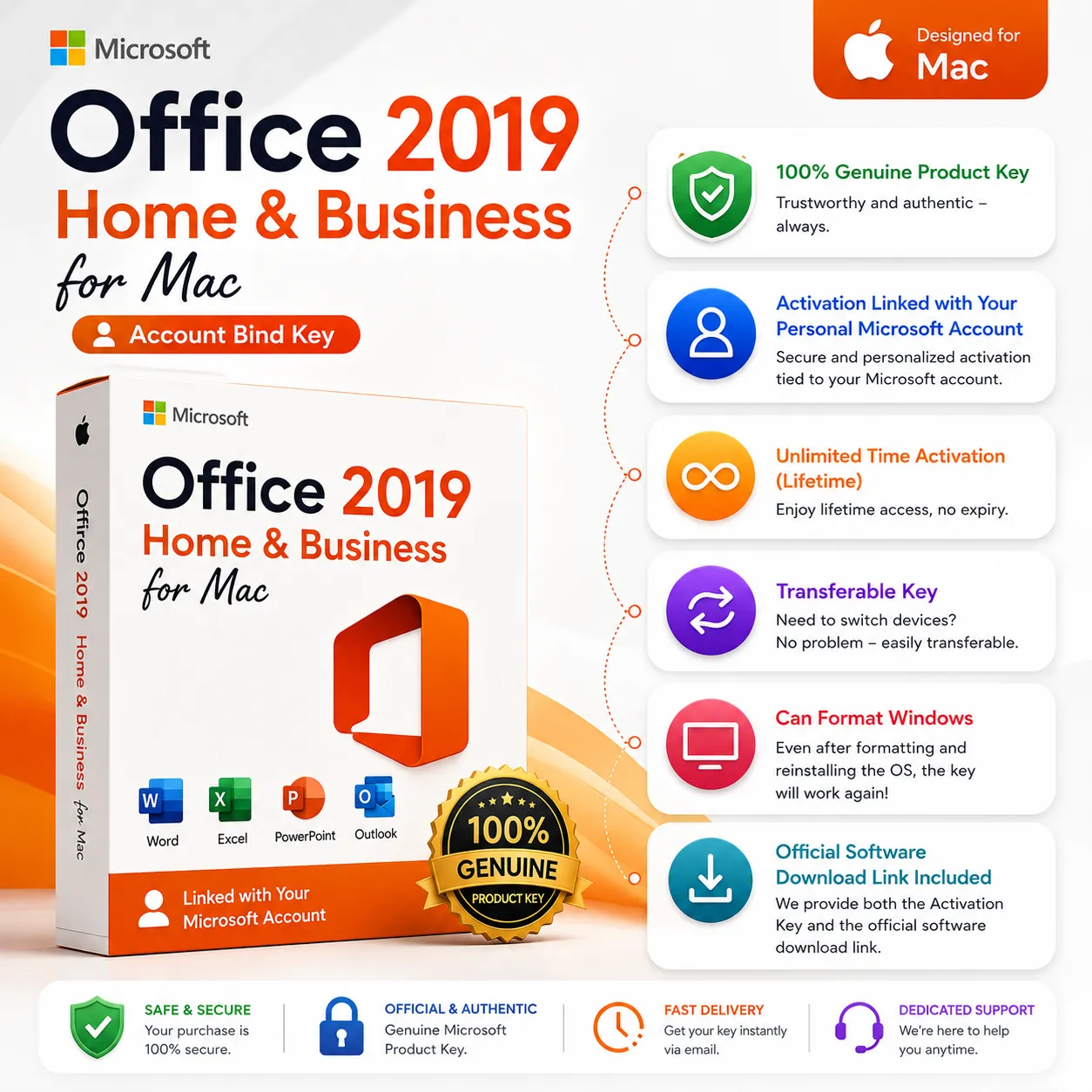 Office 2019 Home & Business for Mac (Account Bind Key)
