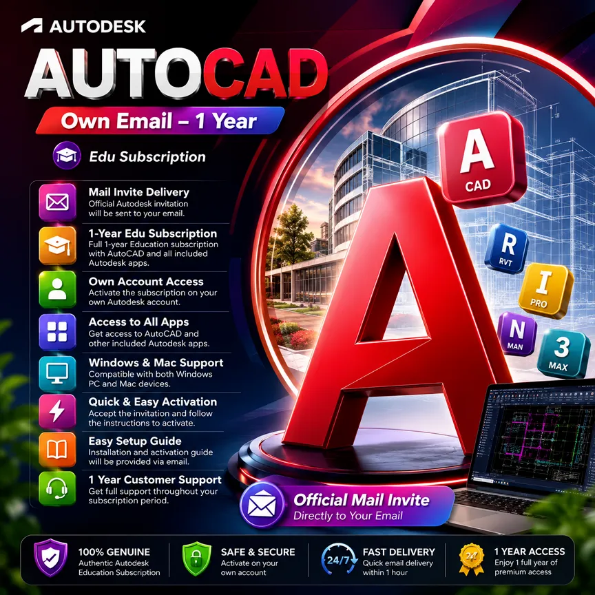Autodesk AutoCAD (Own Email – 1 Year)